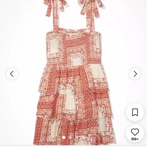 American Eagle Outfitters Red and Cream Mini Dress